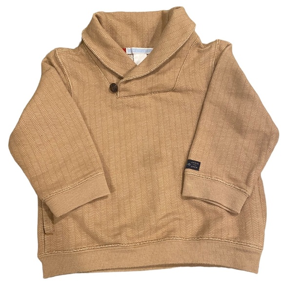 Other - Janie and Jack Cream Tan Herringbone Cowl Neck Sweater Boys Size 2 Years
